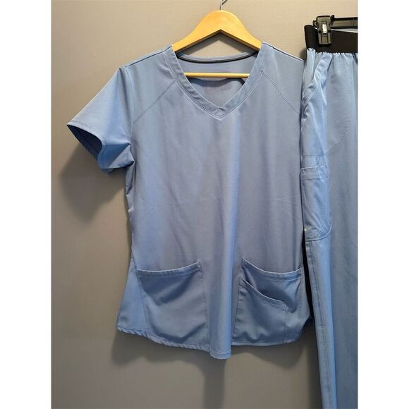 Skechers Women's Scrub Set Light Blue 2-Piece Top & Pants Size M - Picture 2 of 11